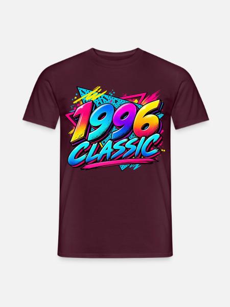 1996 Classic Retro Neon - Männer T-Shirt - Ziegelrot