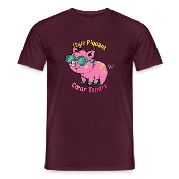 Heißes Schweinefleisch Zartes Herz - Männer T-Shirt - Ziegelrot - Vorne - AI Model Male 178 light (178cm)