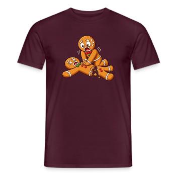 Lebkuchen Chaos: Zerrissenes Kekspaar - Männer T-Shirt - Ziegelrot - Vorne - AI Model Male 178 light (178cm)