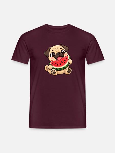 Mops Chibi Kawaii Cartoon Freude - Männer T-Shirt - Ziegelrot