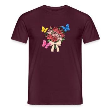 Rosen mit Schmetterlingen und Schleife - Männer T-Shirt - Ziegelrot - Vorne - AI Model Male 178 light (178cm)
