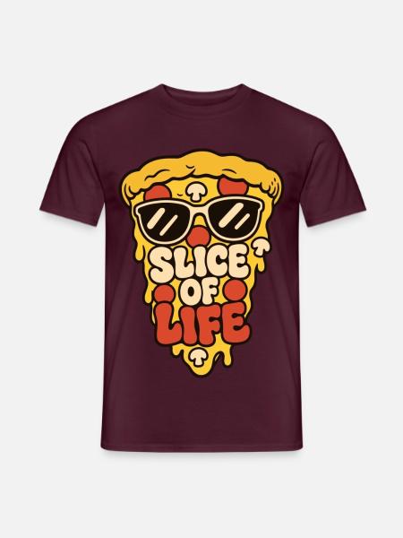 Pizza mit Sonnenbrille – Slice of Life - Männer T-Shirt - Ziegelrot
