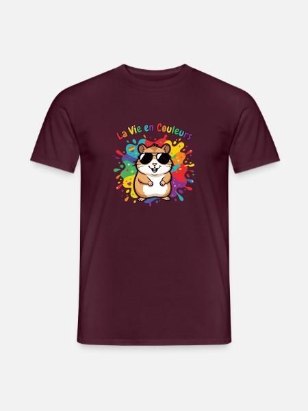 Leben in Regenbogenhamsterfarben - Männer T-Shirt - Ziegelrot