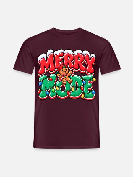 Merry Mode Weihnachtslichter - Männer T-Shirt - Ziegelrot