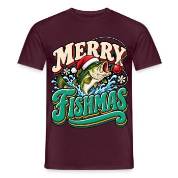 Merry Fishmas: Festlicher Weihnachtsfisch - Männer T-Shirt - Ziegelrot - Vorne - AI Model Male 178 light (178cm)
