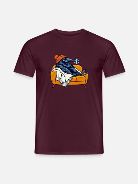 Rabe auf Cozy Couch - Männer T-Shirt - Ziegelrot