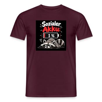 Sozialer Akku 1% Raccoon - Männer T-Shirt - Ziegelrot - Vorne - AI Model Male 178 light (178cm)