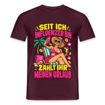 Influencer-Urlaub zahlt ihr - Männer T-Shirt - Ziegelrot - Vorne - AI Model Male 178 light (178cm)