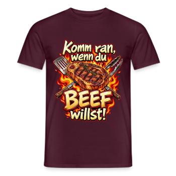 Komm ran, wenn du Beef willst! – Steak & BBQ - Männer T-Shirt - Ziegelrot - Vorne - AI Model Male 178 light (178cm)