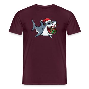 Weihnachtshai mit Lichterkette Hai Fisch Christmas - Männer T-Shirt - Ziegelrot - Vorne - AI Model Male 178 light (178cm)