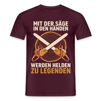 Sägehelden: Legenden aus Holz - Männer T-Shirt - Ziegelrot - Vorne - AI Model Male 178 light (178cm)