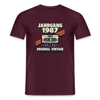 Jahrgang 1987 Original Vintage 40 Jahre Kassette - Männer T-Shirt - Ziegelrot - Vorne - AI Model Male 178 light (178cm)