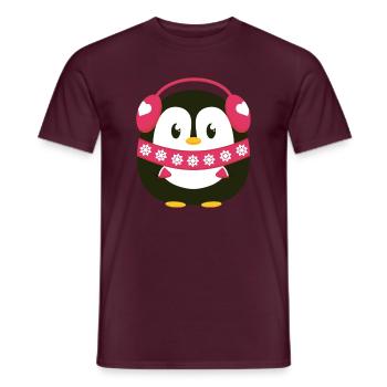 Süßer Pinguin in Pink mit Winterlook  - Männer T-Shirt - Ziegelrot - Vorne - AI Model Male 178 light (178cm)