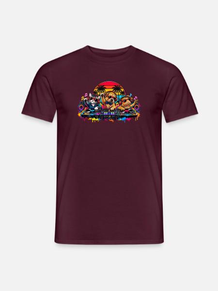 Palm Party DJ Pals - Männer T-Shirt - Ziegelrot