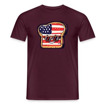 Toast mit USA-Flagge und Sonnenbrille - Männer T-Shirt - Ziegelrot - Vorne - AI Model Male 178 light (178cm)