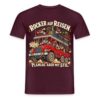 Rocker auf Reisen - Planlos aber mit Stil - Männer T-Shirt - Ziegelrot - Vorne - AI Model Male 178 light (178cm)