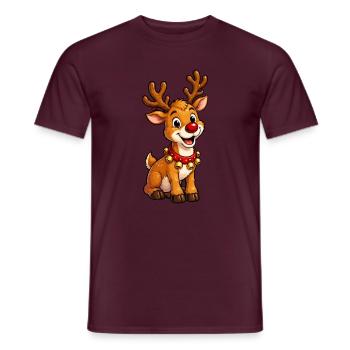 Niedliches Rentier mit Glöckchen - Männer T-Shirt - Ziegelrot - Vorne - AI Model Male 178 light (178cm)
