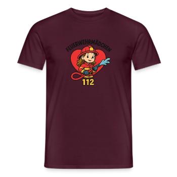 Feuerwehrmädchen 112 Herz - Männer T-Shirt - Ziegelrot - Vorne - AI Model Male 178 light (178cm)