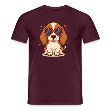 Süßes Beagle-Welpenherz-Sonnenbrillen-Hundeliebhaber-Tee - Männer T-Shirt - Ziegelrot - Vorne - AI Model Male 178 light (178cm)