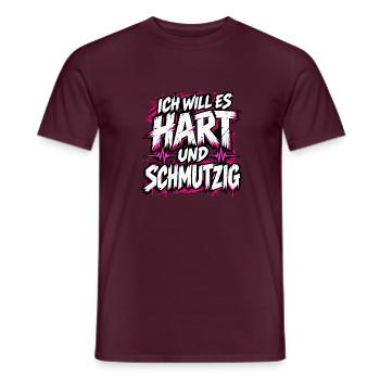 Ich will es hart und schmutzig – Frecher Spruch - Männer T-Shirt - Ziegelrot - Vorne - AI Model Male 178 light (178cm)