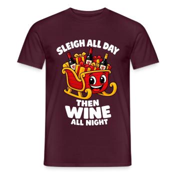 Sleigh All Day Then Wine All Night Weihnachten - Männer T-Shirt - Ziegelrot - Vorne - AI Model Male 178 light (178cm)