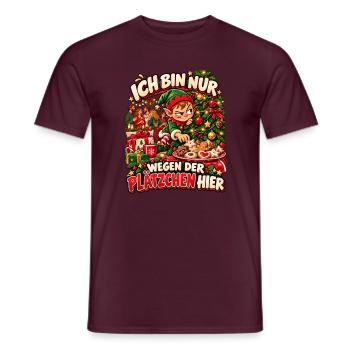 Ich bin nur wegen der Plätzchen hier Weihnachten - Männer T-Shirt - Ziegelrot - Vorne - AI Model Male 178 light (178cm)