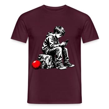 Schwarzweiß Jugend am Handy - Männer T-Shirt - Ziegelrot - Vorne - AI Model Male 178 light (178cm)