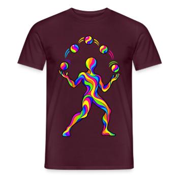 Psychedelischer Jongleur – Bunte Jonglage mit fünf - Männer T-Shirt - Ziegelrot - Vorne - AI Model Male 178 light (178cm)
