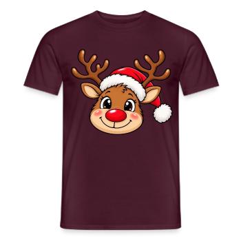 Niedlicher Weihnachtselch mit Weihnachtsmütze - Männer T-Shirt - Ziegelrot - Vorne - AI Model Male 178 light (178cm)
