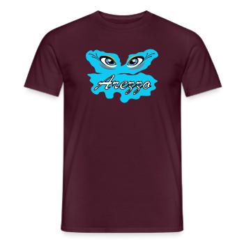 Arezza Blue Eyes-Logo auf Splash - Männer T-Shirt - Ziegelrot - Vorne - AI Model Male 178 light (178cm)