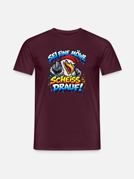 Sei eine Möwe Scheiss drauf - Männer T-Shirt - Ziegelrot