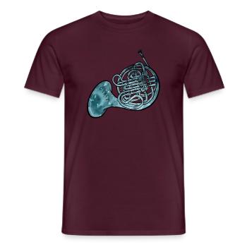 Blaues Aquarell-Waldhorn - Männer T-Shirt - Ziegelrot - Vorne - AI Model Male 178 light (178cm)