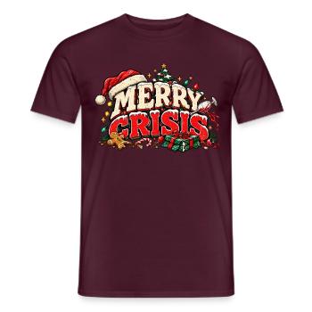 Merry Crisis – Lustiges Weihnachtsdesign - Männer T-Shirt - Ziegelrot - Vorne - AI Model Male 178 light (178cm)