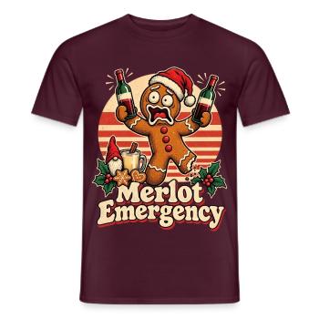 Christmas Lebkuchenmann Merlot Emergency - Männer T-Shirt - Ziegelrot - Vorne - AI Model Male 178 light (178cm)
