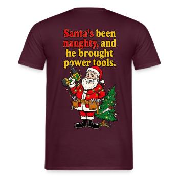 Santa's Naughty DIY Elektrowerkzeuge - Männer T-Shirt - Ziegelrot - Hinten - AI Model Male 178 light (178cm)