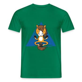 Meditierendes Pferd - Yoga Pony im Lotussitz - Männer T-Shirt - Kelly Green - Vorne - AI Model Male 178 dark (178cm)
