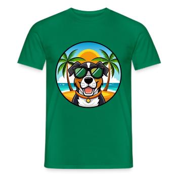 Grand Bouvier Suisse Race Cartoon Beach - T-shirt homme - vert - Devant - AI Model Male 178 dark (178cm)