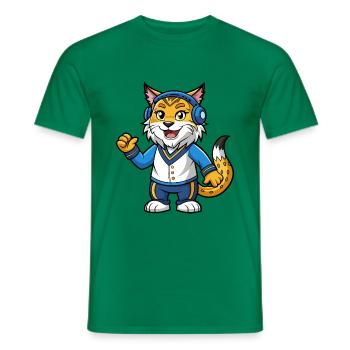 Luchs Lustige Zeichentrickfigur Kopfhörermusik - Männer T-Shirt - Kelly Green - Vorne - AI Model Male 178 dark (178cm)