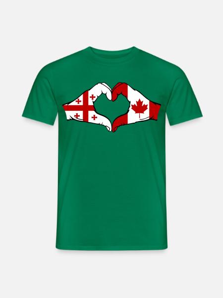 Georgien Kanada Flagge Haende Herzform - Männer T-Shirt - Kelly Green