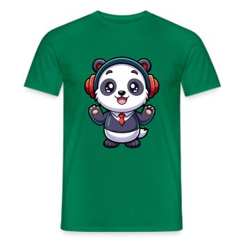 Panda Lustige Zeichentrickfigur Kopfhörer Musik - Männer T-Shirt - Kelly Green - Vorne - AI Model Male 178 dark (178cm)