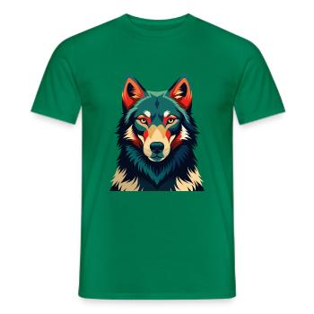 Wolf Cartoon Figur Buntes Haustier Tier - Männer T-Shirt - Kelly Green - Vorne - AI Model Male 178 dark (178cm)