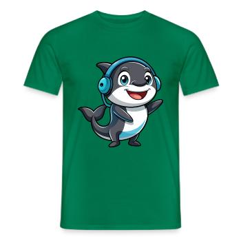 Orca Lustige Zeichentrickfigur Kopfhörer Musik - Männer T-Shirt - Kelly Green - Vorne - AI Model Male 178 dark (178cm)