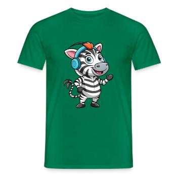 Zebra Lustige Zeichentrickfigur Kopfhörer Musik - Männer T-Shirt - Kelly Green - Vorne - AI Model Male 178 dark (178cm)