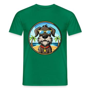 Chien d’arrêt allemand à poil dur race dessin animé plage - T-shirt homme - vert - Devant - AI Model Male 178 dark (178cm)
