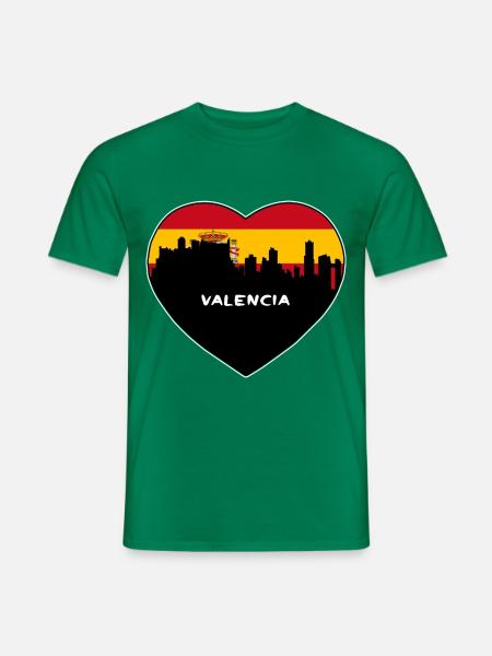 Valencia Spanien Flagge Skyline Reise Souvenir - Männer T-Shirt - Kelly Green
