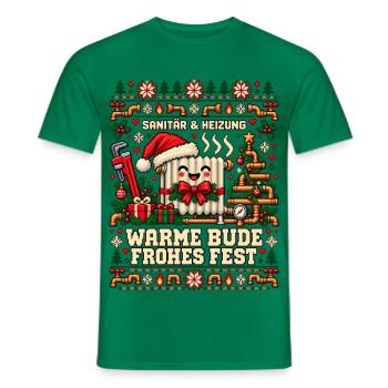 Sanitär und Heizung - Warme Bude, frohes Fest - Männer T-Shirt - Kelly Green - Vorne - AI Model Male 178 dark (178cm)