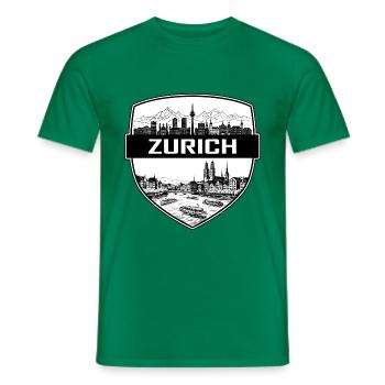 Zürich Schweiz Schild Wappen Grossmunster Geschenk - Männer T-Shirt - Kelly Green - Vorne - AI Model Male 178 dark (178cm)