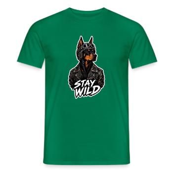 Bleib wild, harter Dobermann-Biker dicke Umrisszeichnung - Männer T-Shirt - Kelly Green - Vorne - AI Model Male 178 dark (178cm)