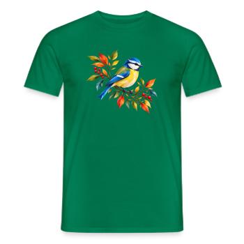 Blaumeise im bunten Herbst - Männer T-Shirt - Kelly Green - Vorne - AI Model Male 178 dark (178cm)