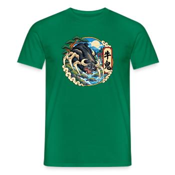 Ushi-Oni als japanischer Rinderdämon - Männer T-Shirt - Kelly Green - Vorne - AI Model Male 178 dark (178cm)